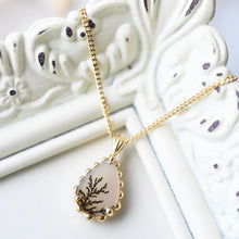 Load image into Gallery viewer, Pear Dendritic Agate Necklace in Yellow Gold