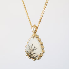 Load image into Gallery viewer, Pear Dendritic Agate Necklace in Yellow Gold