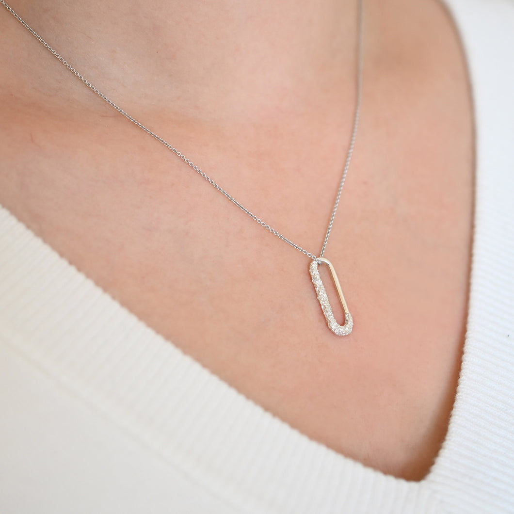 Coralized Textured Long Oval Necklace