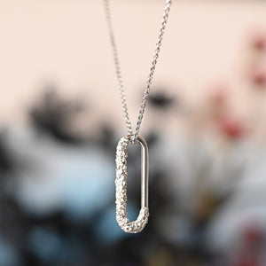 Coralized Textured Long Oval Necklace